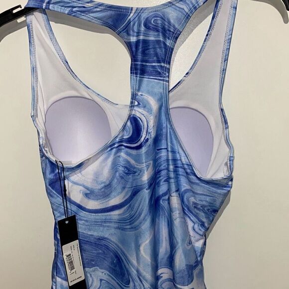 Nicole Miller Studio Women's Blue Racerback One Piece Swimsuit Size Medium NWT - Picture 4 of 10